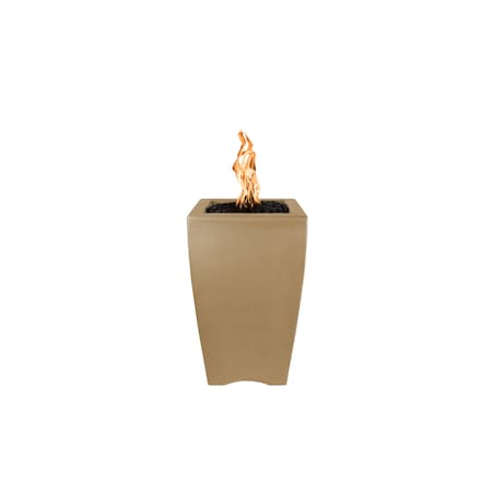 The Outdoor Plus 20 Square Baston Fire Pillar - GFRC Concrete - Brown - Match Lit - Natural Gas OPT-BSTON20-BRN-NG
